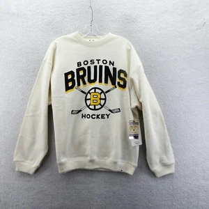Boston Bruins Sweatshirt Womens Small Relaxed Medium '47 Brand Cream Crewneck - Picture 1 of 12