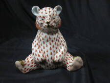 HEREND Porcelain figurine Bear Red ornament Fishnet Hand Painted