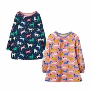 New MINI BODEN Girls Long Sleeve Tunic Dress Unicorn Dog Print Cotton 2-12 yrs