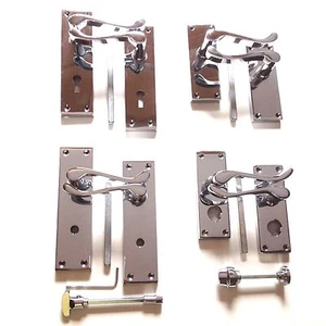 Polished Chrome Victorian Scroll Door Handles Lever Lock, Latch,Bathroom,Privacy - Picture 1 of 5