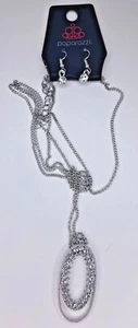 Nuevo Conjunto de Pendientes y Collar Joyería Paparazzi "Money Mood" Blanco - Imagen 1 de 3