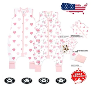 Cute 2-Pack Toddler Sleep Sack with Feet - Organic Cotton, Lightweight Comfort - Picture 1 of 10