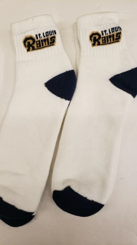 NFL St. Louis Rams Ankle Socks Size 10-13 (2 Pairs) Colored Toe & Heel Cover