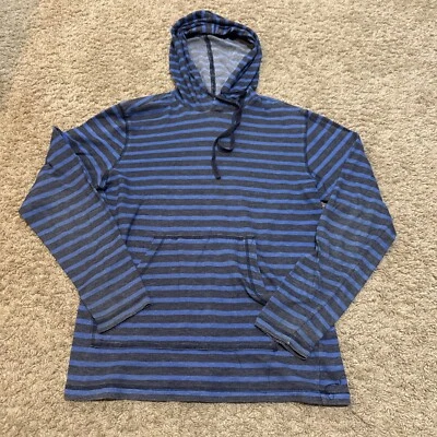 American Rag Cie Hombres S Sudadera con Capucha Pullover Camisa Azul Gris Rayas Bolsillo Canguro Foto 1 de 4