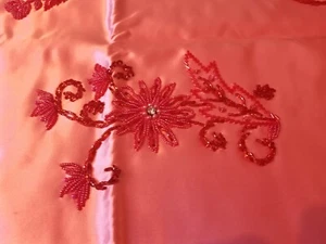 Pink Heavyweight Bridal Quality Satin With Hand-stitched Beading 45x54 Inches  - Picture 1 of 7