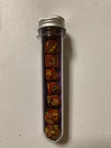 Chessex Lab Dice 5 CHX 30050 Vortex Underworld/Yellow (Polyhedral 7-Die Set) RPG - Picture 1 of 2