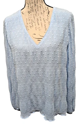 Блузка White House Black Market M пудра синяя текстура горошек Swiftie - Изображение 1 из 4