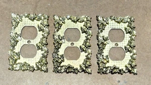 Vintage AmerTac American Tack & Hardware 75D Gold Ornate Outlet Cover Plates x3 - Picture 1 of 4