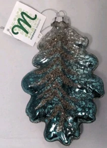 Vintage Midwest Seasons Christmas Glass Blown Ornaments Teal Blue Silver Glitter - Picture 1 of 2