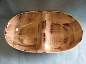 Vintage Vernonware Brown "Barkwood" Pattern  Divided Vegetable Bowl 1955 - Picture 1 of 5