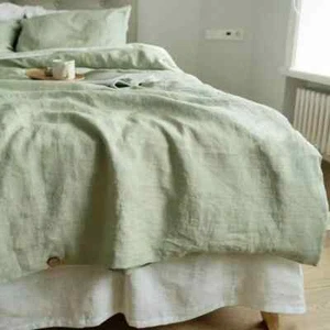 Funda nórdica lavada a piedra Francia lino color liso sábanas transpirables funda de almohada - Imagen 1 de 30