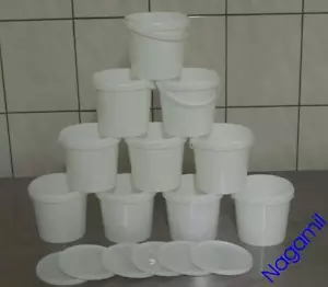 50x 1 Liter Eimer Kunststoffeimer mit Deckel, weiß, lebensmittelecht, stapelbar - Bild 1 von 1