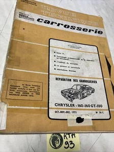 Chrysler 160 160GT 180 Revue Technique Automobile Carrosserie RTC édition 1971 - Imagen 1 de 9