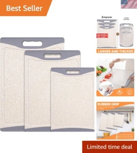 Set of 3 XL Cutting Boards with Juice Grooves - Easy-Grip Plastic Kitchen Boards - Picture 1 of 9