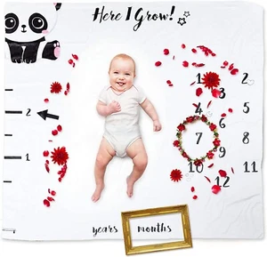 Baby Premium Fleece Monthly Milestone Blanket Newborn Photo Prop Shower Gift - Picture 1 of 6