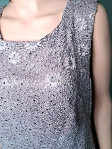 Ärmelloses Spitzenkleid Größe 16 Damen Glitzer gefüttert Stufen - Bild 1 von 17