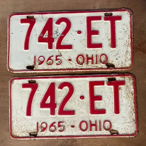 Par de matrículas de Ohio 1965 # 742-ET - Imagen 1 de 2
