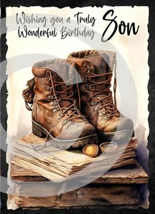 BRAND NEW DESIGN Happy Birthday Son A5 Birthday Card Son With Love For Him - Picture 1 of 3