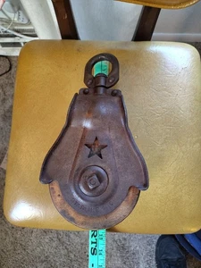 Puleggia vintage Starline acciaio fuso legno ruote 6" ottime condizioni antica - Foto 1 di 18
