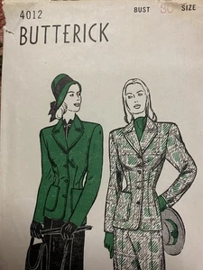 Schnittmuster Butterick 4012 Vintage Gr. 12 Rock Jacke 40er Anzug - Bild 1 von 3