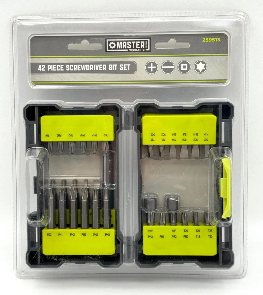 NEW Master Mechanic 42PC Screwdriver Bit Set 259513 in Plastic Case ~ Free Ship. - Image 1 of 4