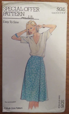 1960’s Maudella S015 Sewing Pattern ladies Flared Gathered Front Wrap Skirt Uncu - Image 1 of 4