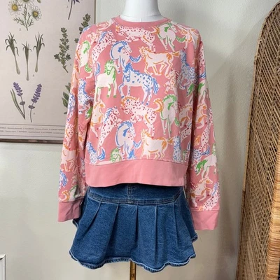 Stella McCartney Niños Rosa Caballo Pony Estampado Sudadera Vaquera Pradera 14 años Foto 1 de 4