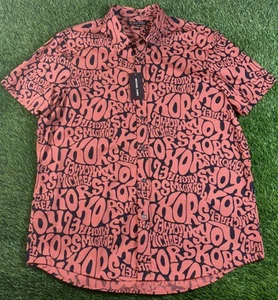 NEW Michael Kors Shirt Mens Sz XL AOP Logo Spell out Button Up NWT - Picture 1 of 11