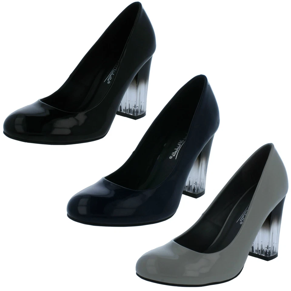 Ladies Anne Michelle Clear Block Heel Court Shoes F9R921 - Image 1 of 1