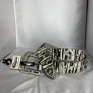 Nocona Damen Westerngürtel Zebra auf Fell mit Strass N3416862-L Neu Large - Bild 1 von 6