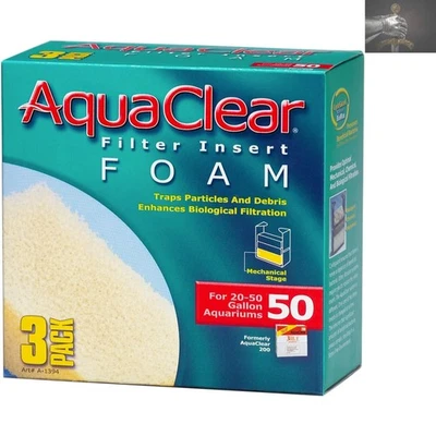 50 Power Filter Compatible Foam Inserts - 3 Count, Freshwater and Saltwater Safe - Image 1 of 4