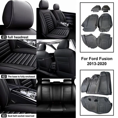 Car Interior 5 Seat Covers Cushion Pad Set For Ford Fusion 2013-2020Custom Black - Image 1 of 4