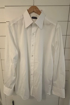 Camisa de vestir de algodón blanca Tom Ford - para hombre talla 45/17 3/4 Foto 1 de 4