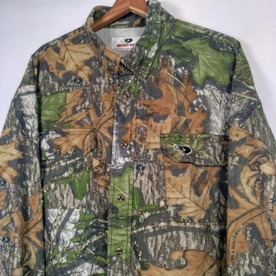 Mossy Oak Tibbee Shirt Men 2X Long Slv Tree Camo Camouflage Rip Stop Distressed - Image 1 of 4