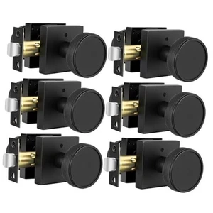 Interior Door Knobs Black, Zinc-Alloy Vintage Privacy-6 Pack Matte Black - Picture 1 of 7