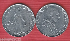 V59, VATICANO VATICAN CITY PIO XII 50 LIRE 1955 , KM# 54.1 QFDC / AUNC - Imagen 1 de 1