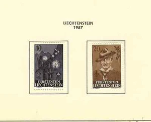 LIECHTENSTEIN 1957 SCOUTS ON ESTAMPS SCOTT 315-316 Y HOJA DE RECUERDO MLH ENVÍO GRATUITO - Imagen 1 de 2