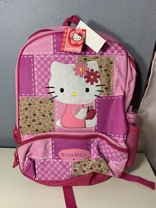 New 2005 Hello Kitty Backpack Sanrio Big Girl Pink Patchwork Water bottle NWT - Picture 1 of 15