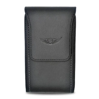 Black Leather Vertical Phone Holder Skin Cover Case Pouch Belt Clip -UNIVERSAL M - Image 1 of 3
