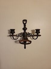 Antique Wilton Prod. Solid Wrought Iron Wall Sconce Double Arm Candle Holder