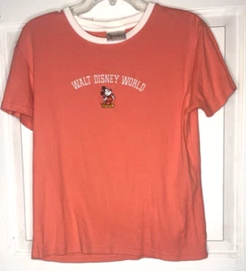 Vintage Walt Disney World Womens Sz L Embroidered Mickey Mouse Pink T-Shirt Y2K - Picture 1 of 8