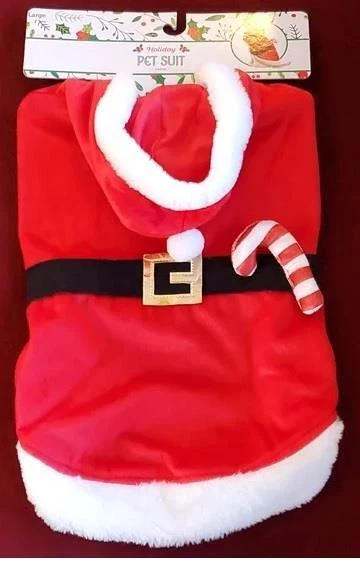 Disfraz para Perro Navidad Vacaciones SANTA CLAUS Traje de Vestir Talla Grande 18"-21" Nuevo con Etiquetas Foto 1 de 1
