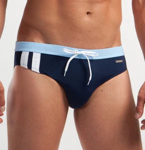 GERONIMO Mens Swimwear Low Rise Dark Blue Swim Brief Trunks Swimming Beach - Picture 1 of 3