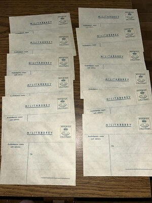 Vintage Lot Of (12) Sweden Military Free Mail FALTPOST Covers Unused - Image 1 of 2