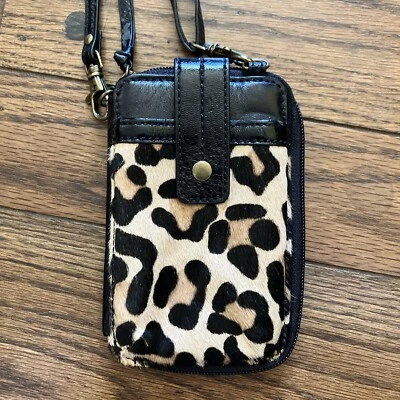 THE SAK Iris Brown Leather Leopard Gold Small Zip Around Crossbody Wallet Phone - Image 1 of 4