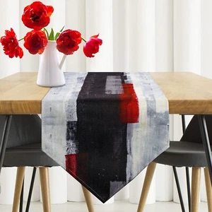 Black and White Table Runner  Modern Abstract Art Kitchen Dinning Table Decor - Picture 1 of 5