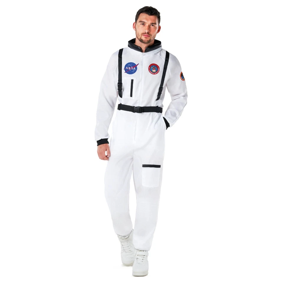 Fantasia masculina de astronauta branco adulto NASA Spaceman Space Suit M - XL Halloween - Imagem 1 de 4