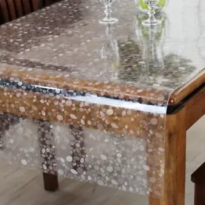 1.5mm Cobblestone Translucent Waterproof Soft Tablecloth Rectangle Table Cloths - Picture 1 of 20