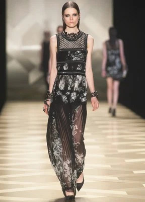 ROBERTO CAVALLI 真丝雪纺皮革水晶链装饰礼服礼服 40 4 — 第 1/4 张图片