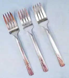 3 Grenoble Silverplate Salad Forks Heirloom Plate Prestige 1938 Fork Flatware - Picture 1 of 5